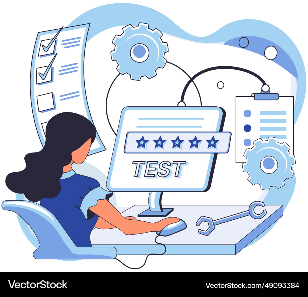 Application testing metaphor app test Application testing metaphor app test vector image