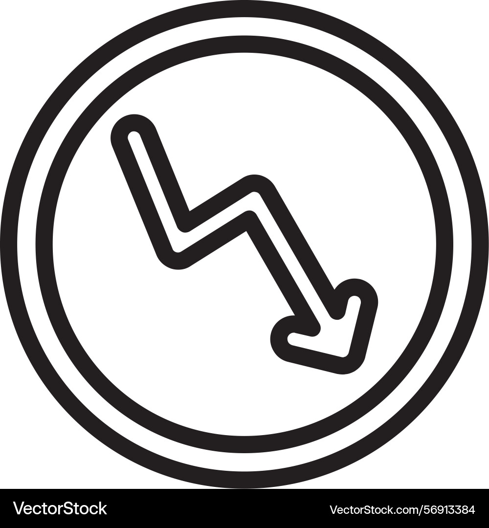 Arrow zigzag down linear style icon design vector image