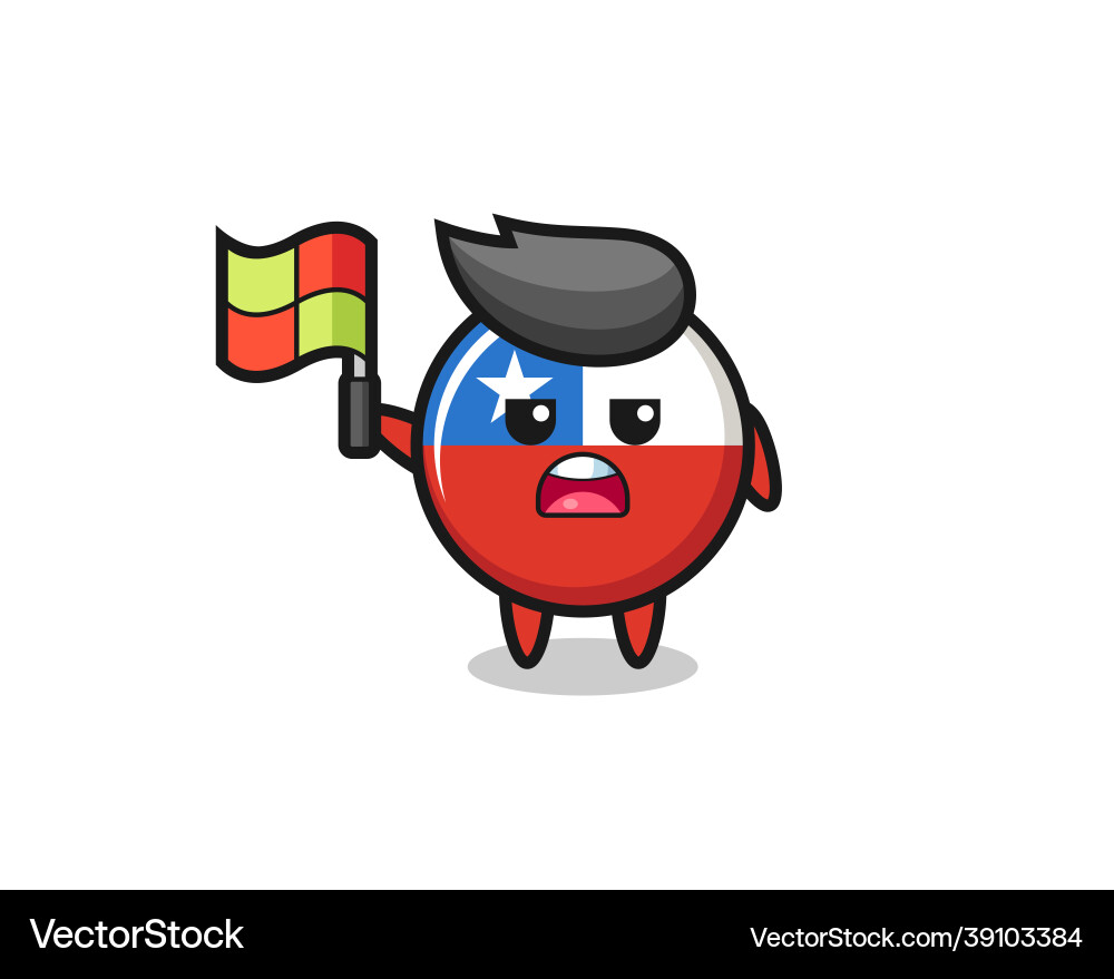 Chile flag badge character as line judge putting vector image