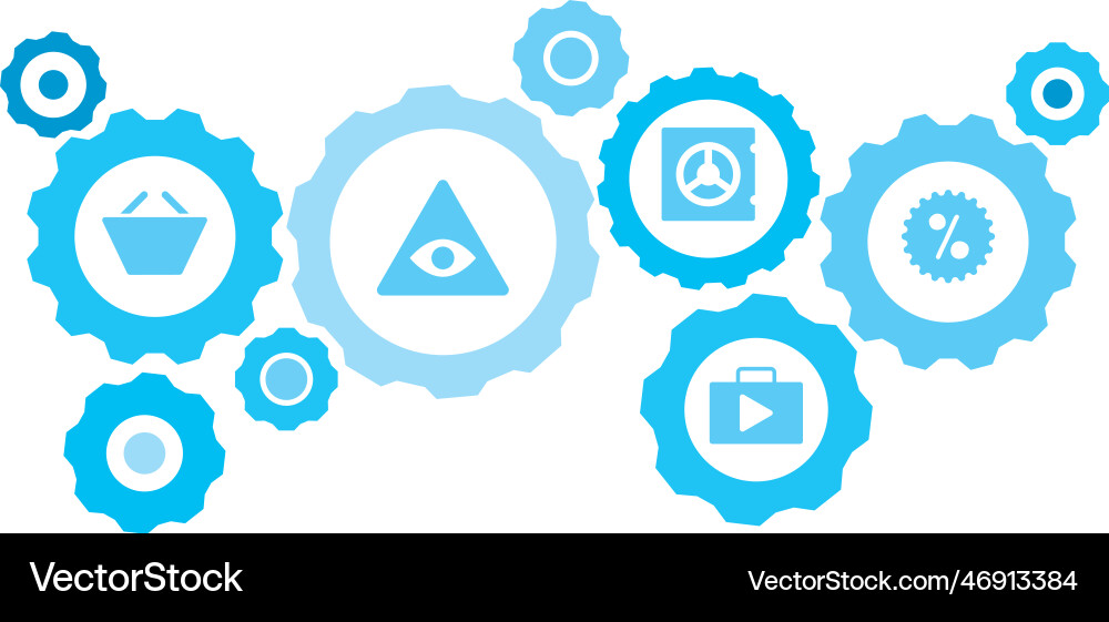 Connected gears and icons for logistic service Vector Image