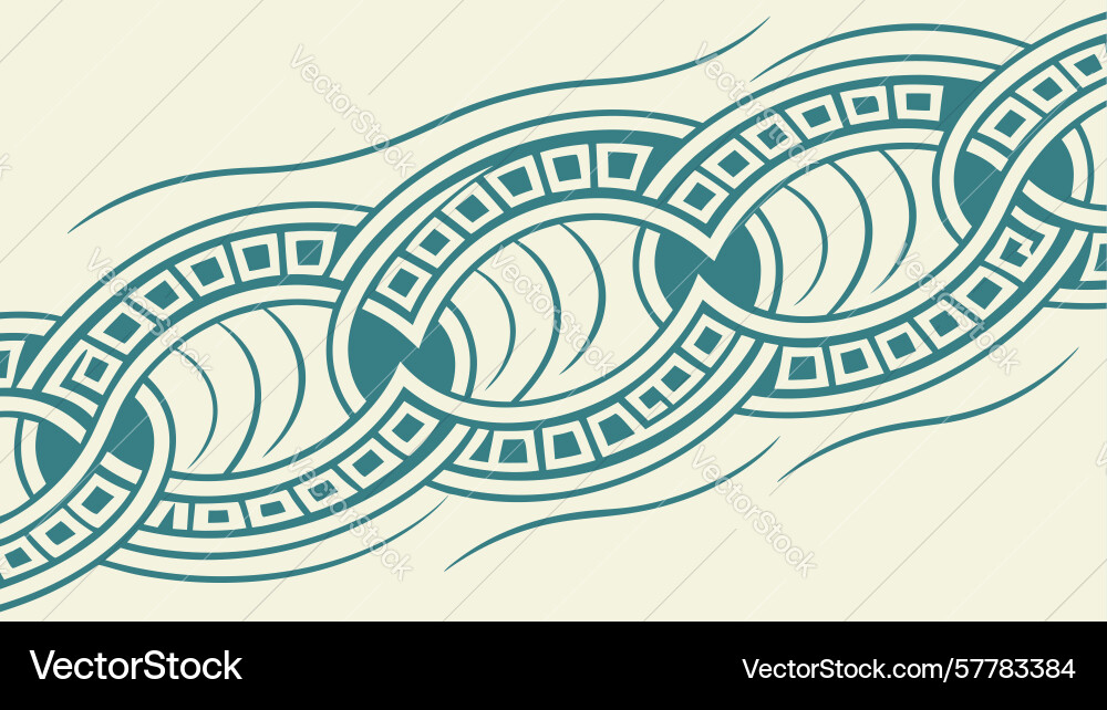 Decorative interlocking wave pattern border vector image