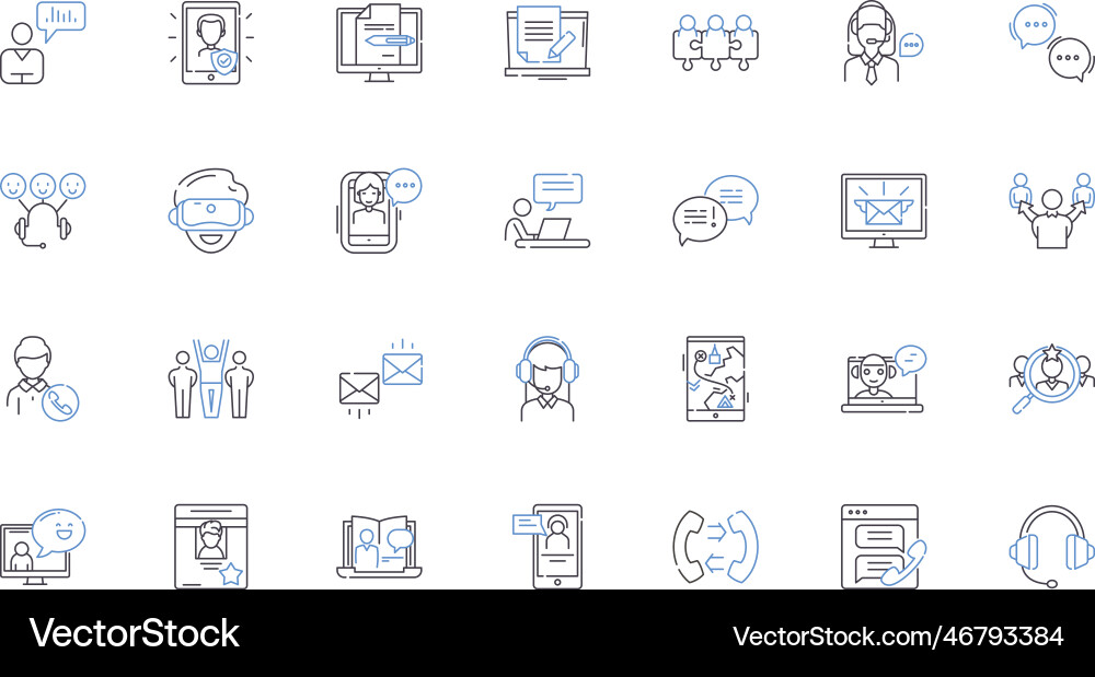 Discourse line icons collection dialogue Discourse line icons collection dialogue vector image