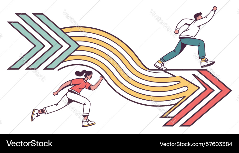 Dynamic wave arrows with figure representing vector image