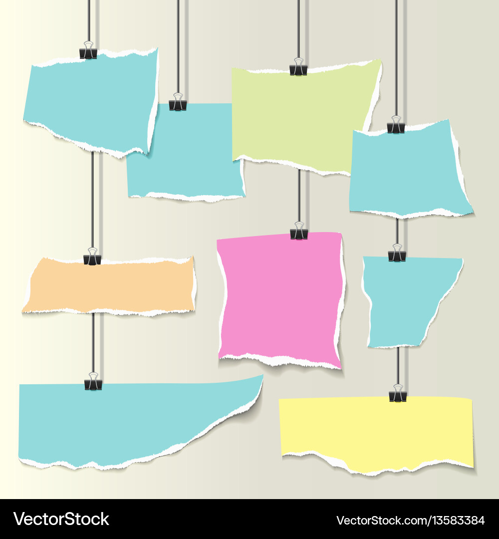 Empty isolated color realistic pieces of paper Empty isolated color realistic pieces of paper vector image