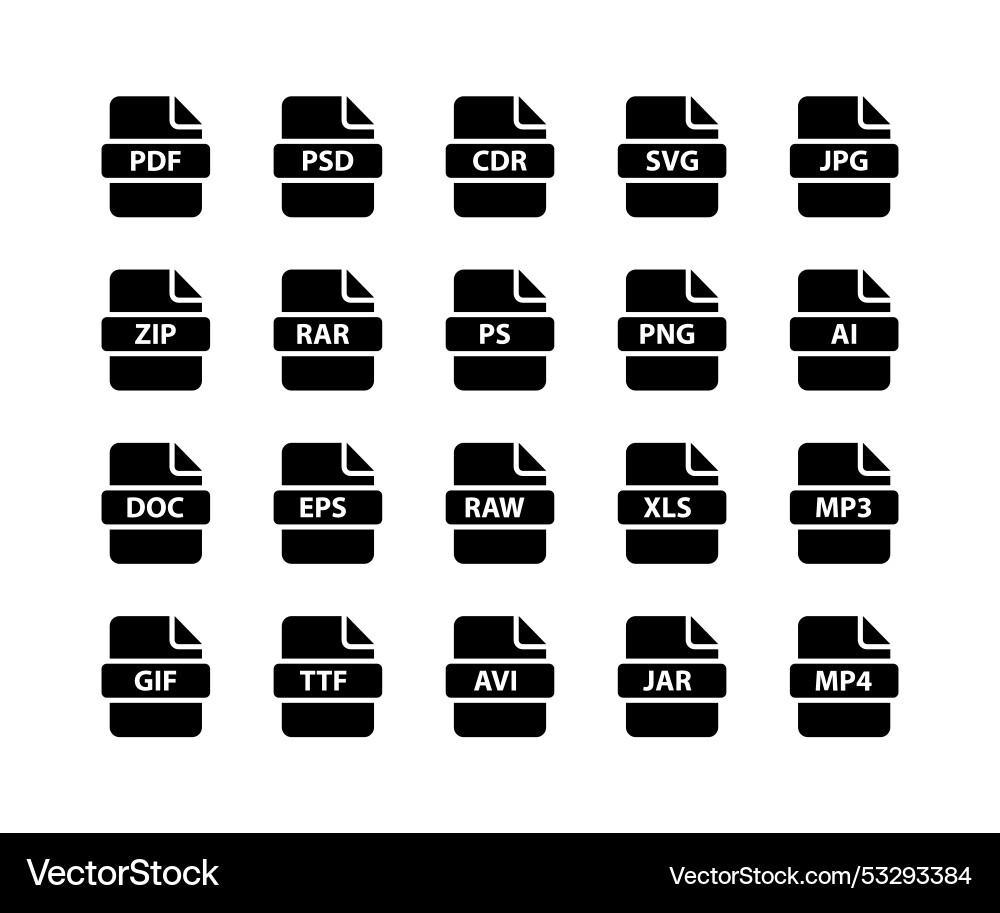File format icon or document set File format icon or document set vector image