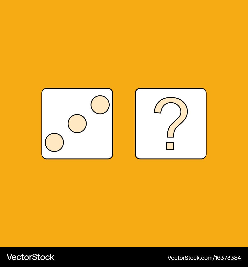 Flat icon design collection dice and question mark vector image