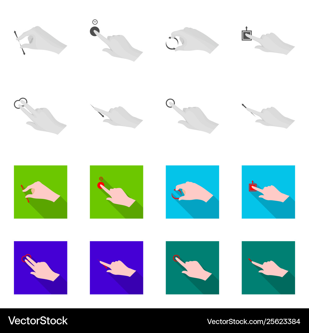 Isolated object touchscreen and hand logo set Isolated object touchscreen and hand logo set vector image