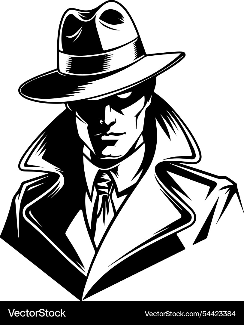Mysterious detective wearing a coat Vector Image