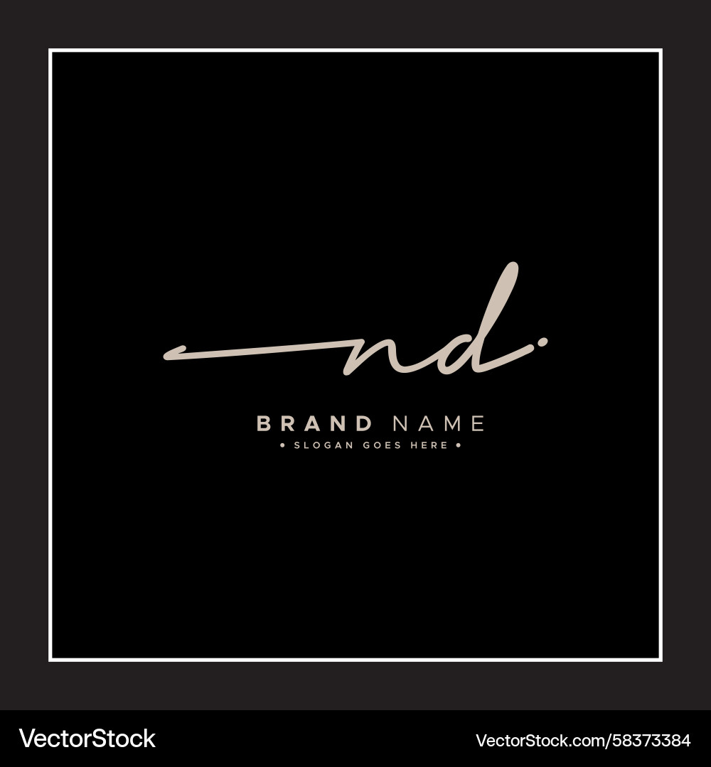 ND Signature Logo - Handwritten Script Vector Image
