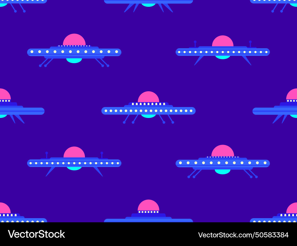 Seamless pattern with ufo in flat style vector image