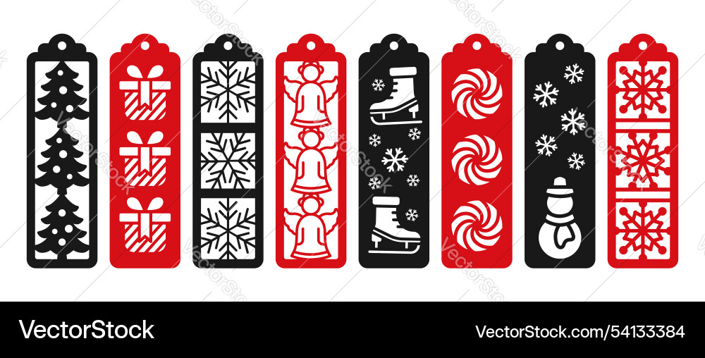 Set of winter vertical bookmark designs christmas Set of winter vertical bookmark designs christmas vector image