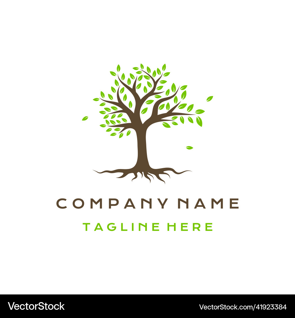 Tree and roots logo design isolated abstract Vector Image
