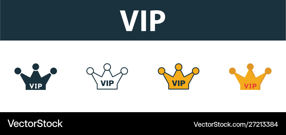 Vip icon set four simple symbols in different Vip icon set four simple symbols in different vector image