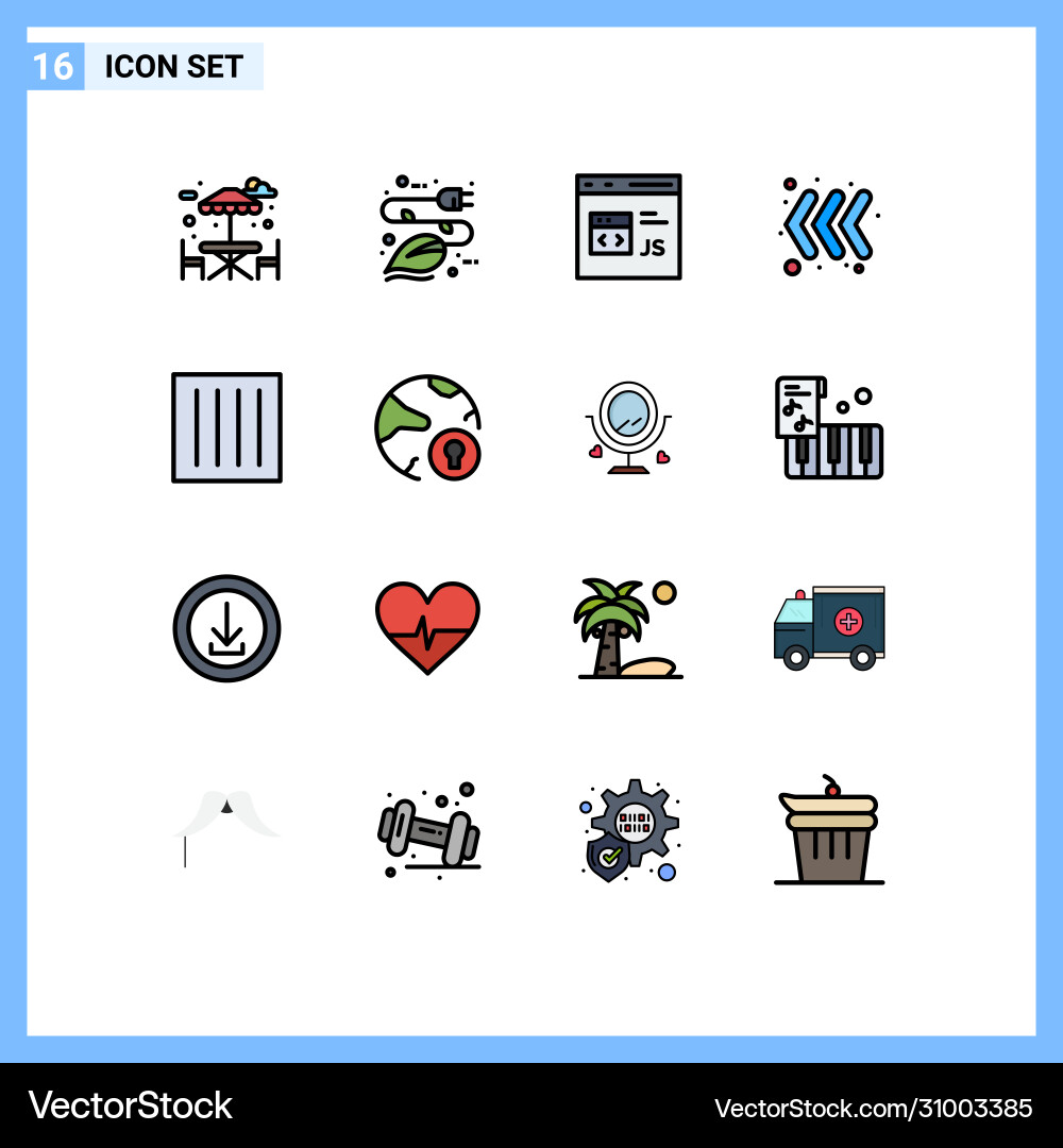 16 user interface flat color filled line pack Vector Image