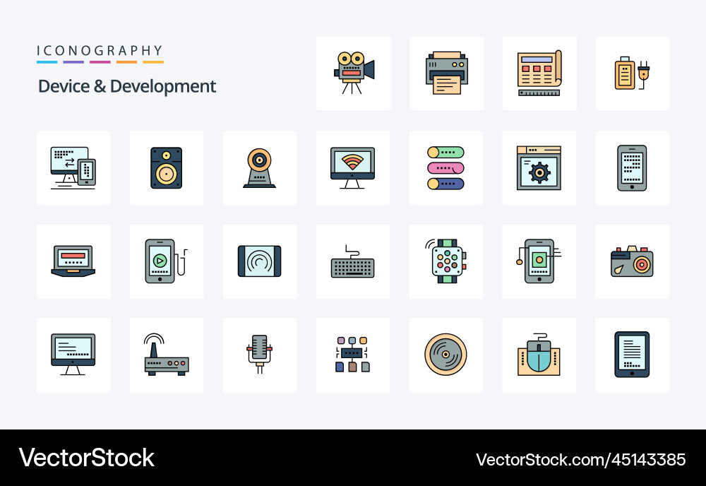25 device and development line filled style icon Vector Image