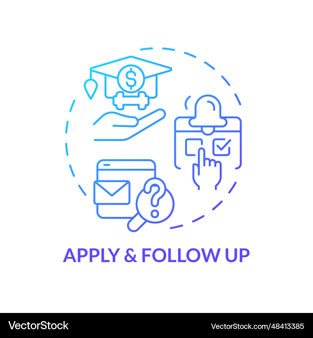 2d apply and follow up gradient thin line icon 2d apply and follow up gradient thin line icon vector image