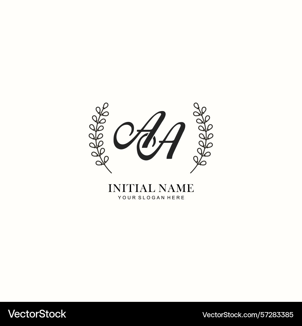 Aa initial logo templates with botanical elements vector image