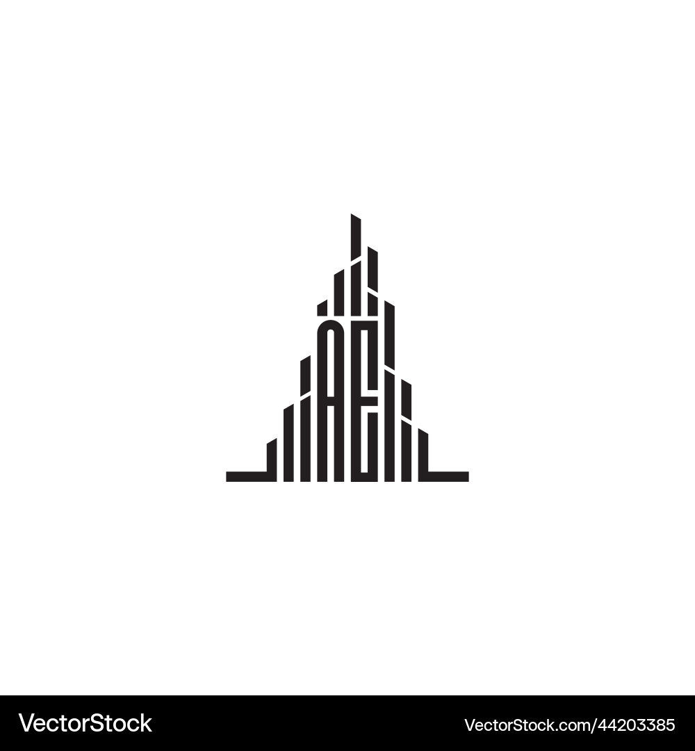 Ae skyscraper line logo initial concept with high vector image