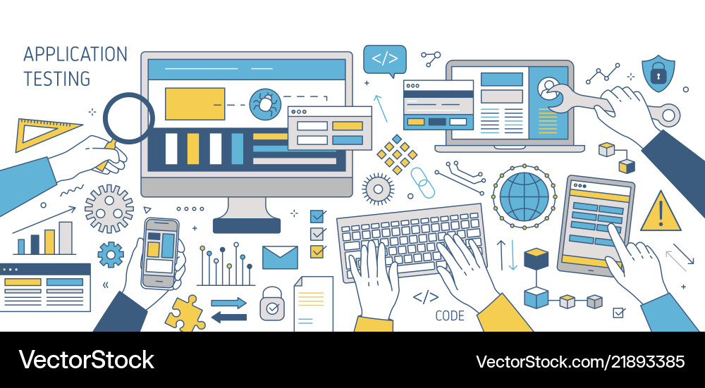 App Testing & Development - Hands on Devices vector image