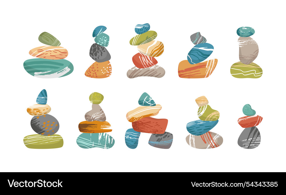 Balance Stein Pyramiden isoliert Pebble Pyramide Balance Stein Pyramiden isoliert Pebble Pyramide vektorbild