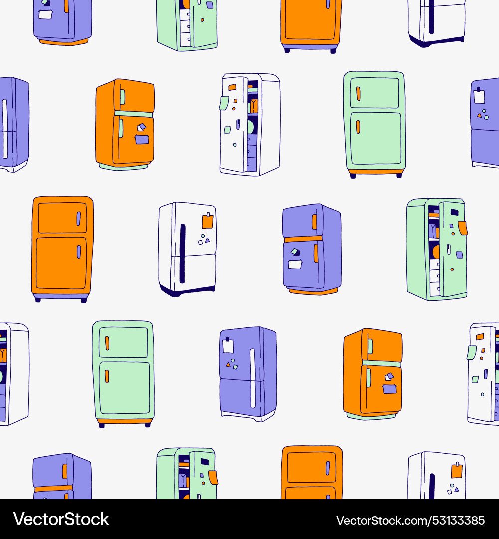 Collection of fridge seamless pattern design Vector Image