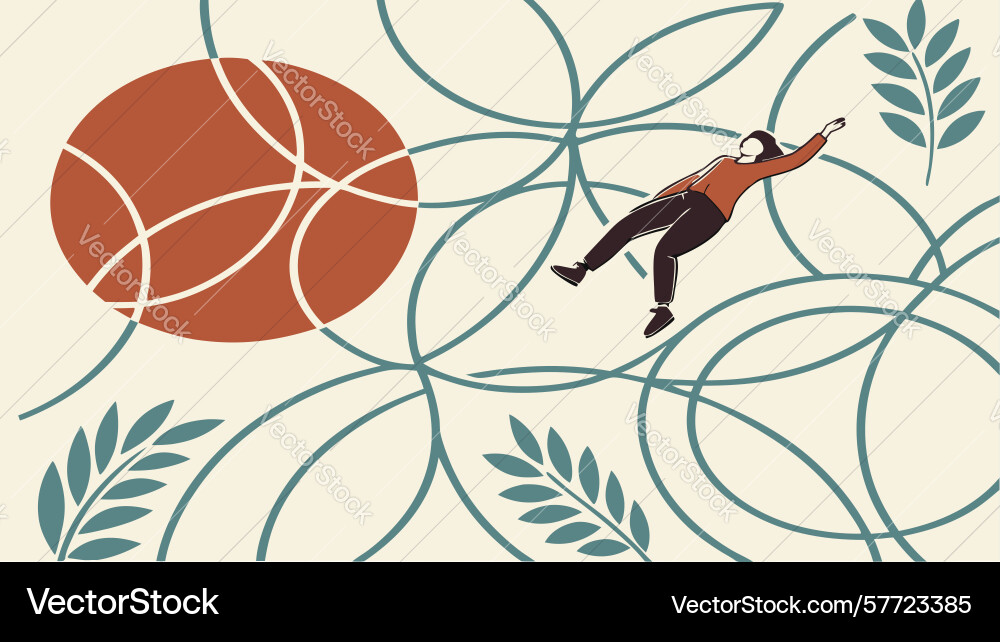Dynamic basketball player action with abstract vector image