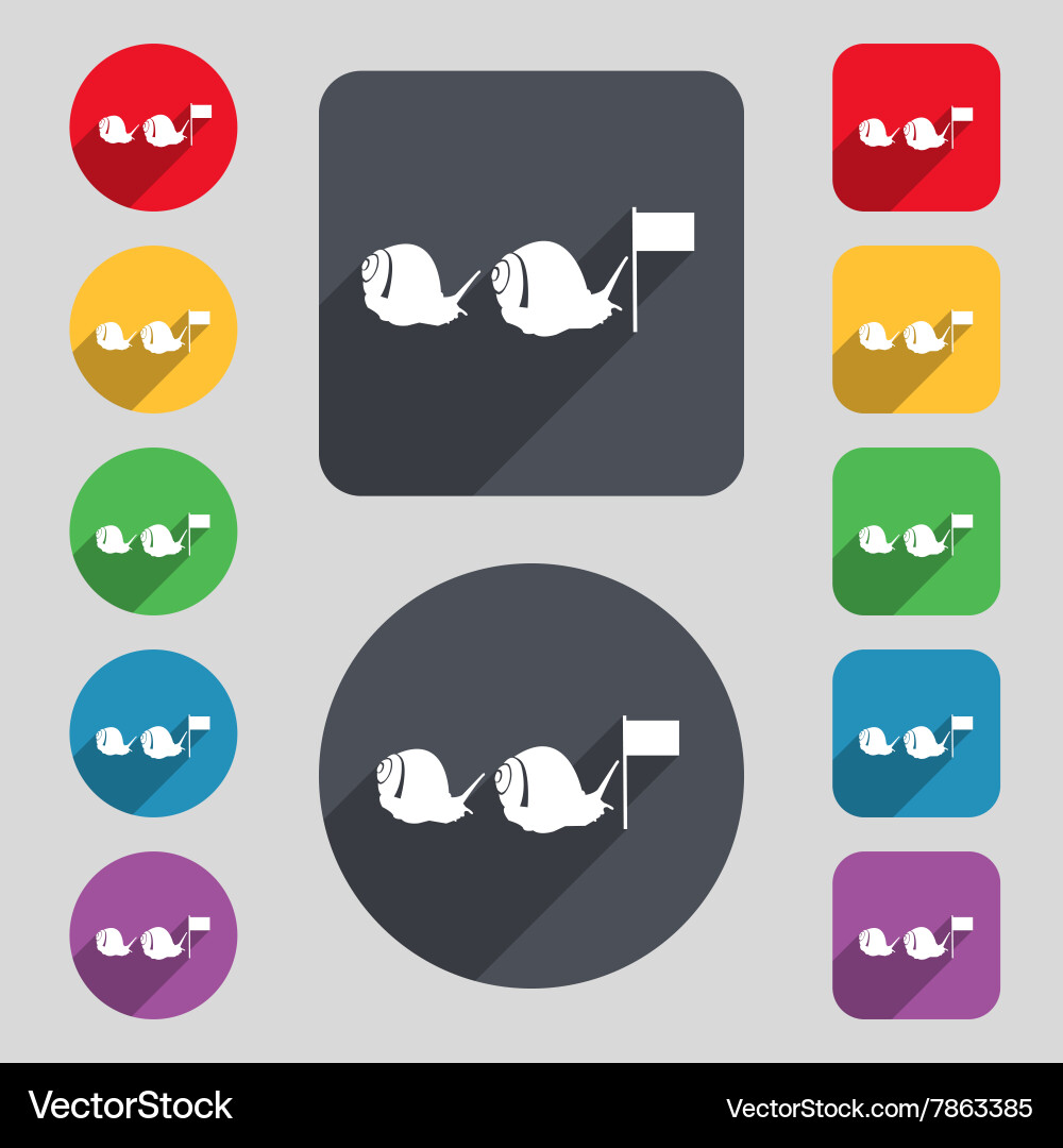 Fast snail icon sign a set of 12 colored buttons Vector Image