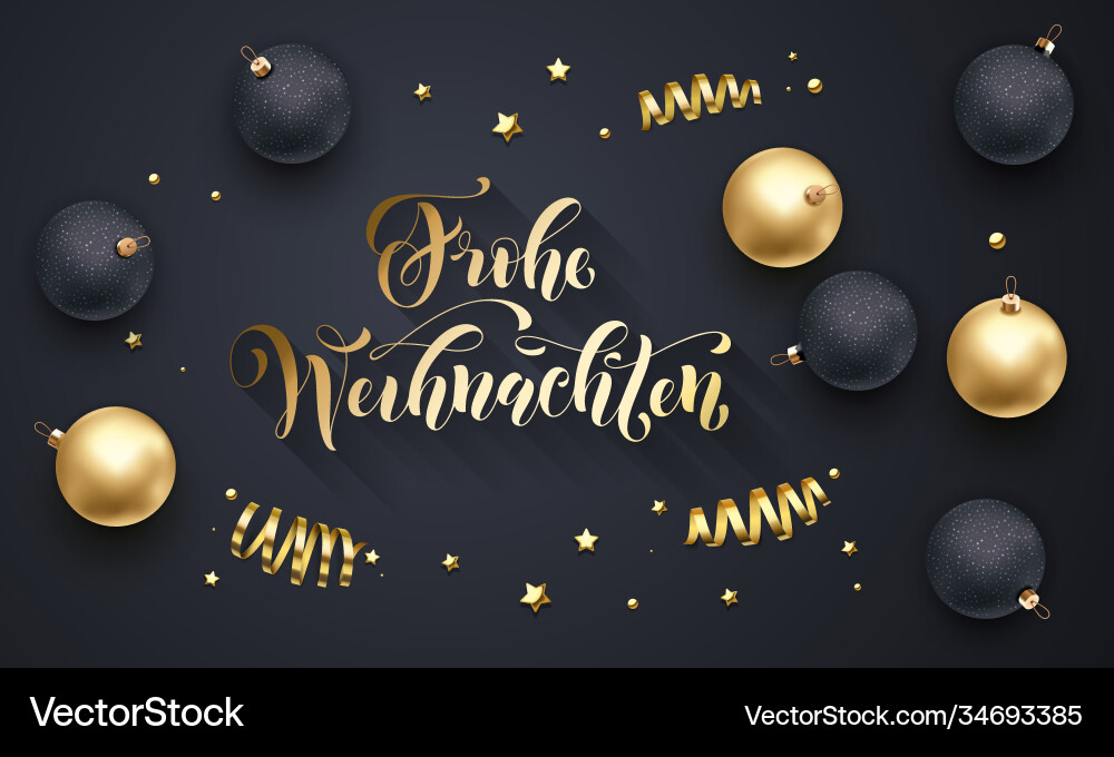 Frohe weihnachten german merry christmas golden vector image