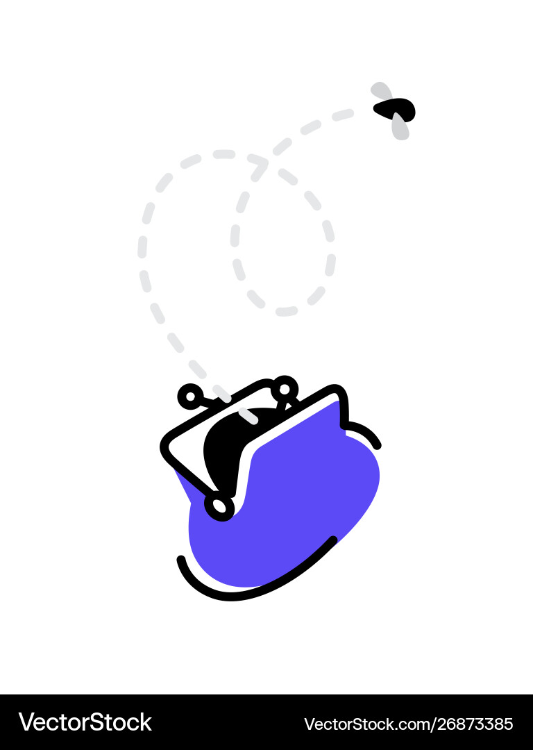 Icon empty wallet with a fly the image or symbol Vector Image