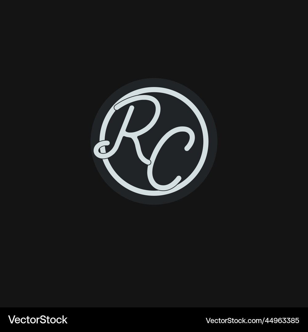 Initials rc logo monogram with simple circle line Initials rc logo monogram with simple circle line Vector Image