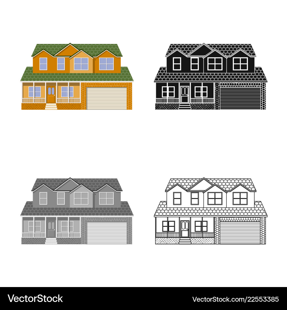 Isolated object of building and front symbol set vector image