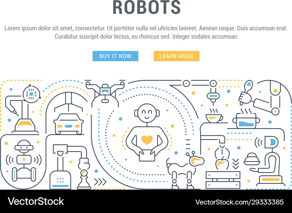 Linear banner robots Vector Image