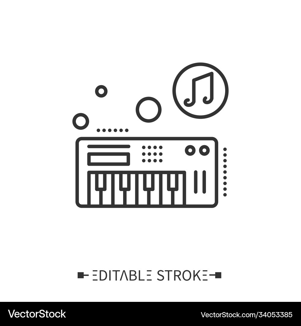 Midi keyboard line icon editable Midi keyboard line icon editable vector image