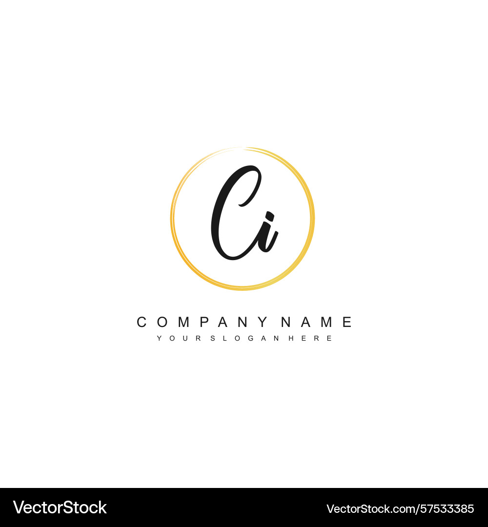 Minimal signature logo design with ci initials Minimal signature logo design with ci initials Vector Image