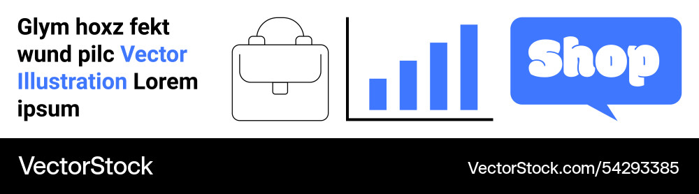 Office bag and bar chart with shop button Vector Image