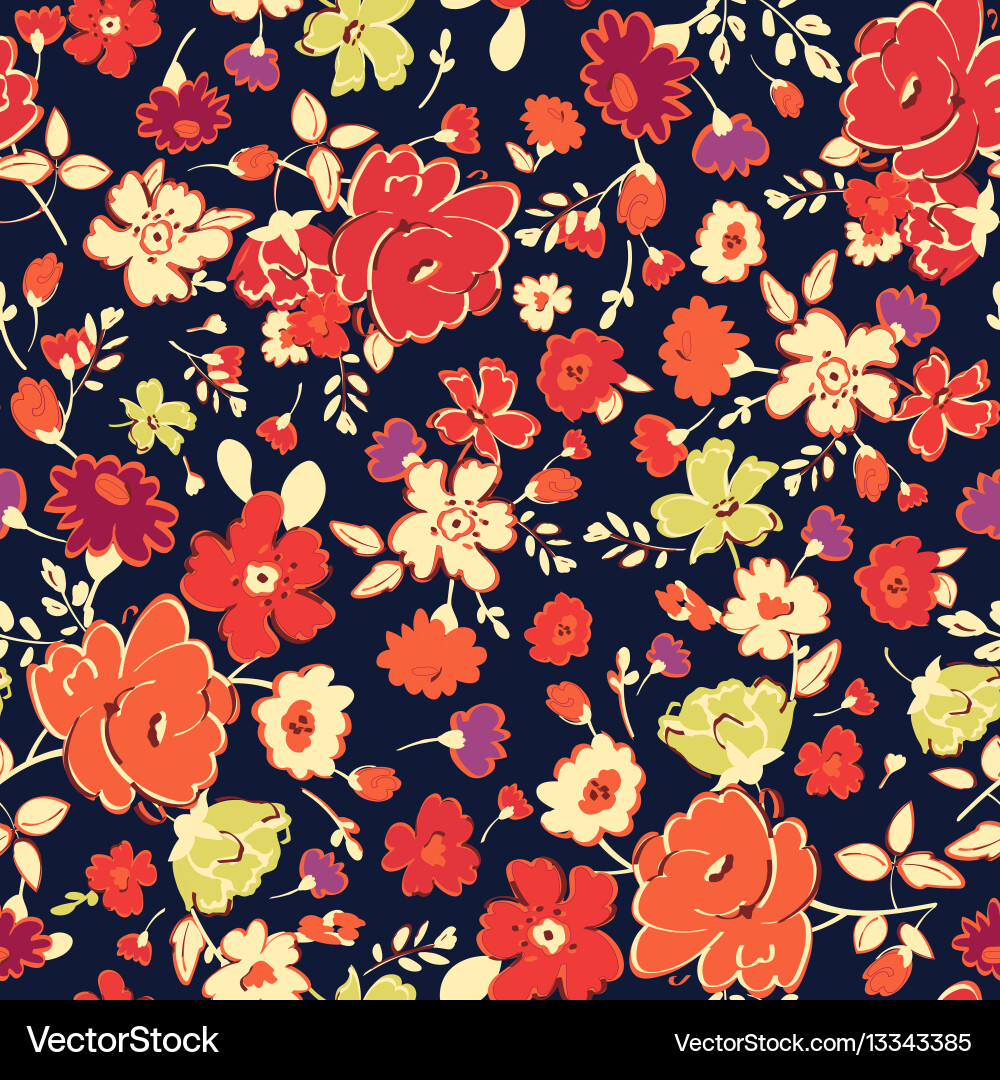 Red Floral Seamless Pattern vector image