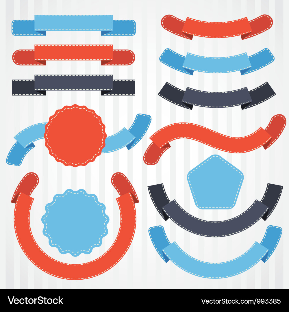 Retro Ribbon & Label Set Vector Image