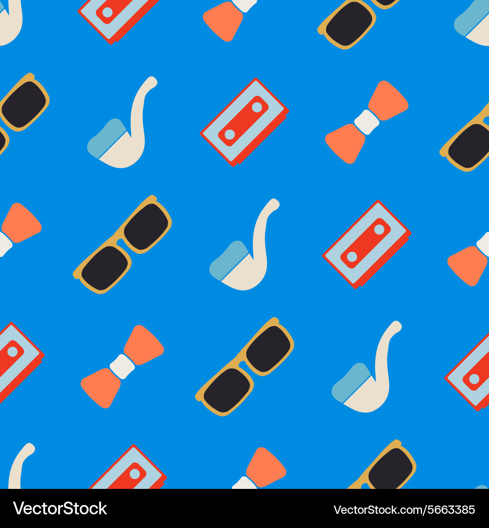 Seamless background with different hipster objects Vector Image