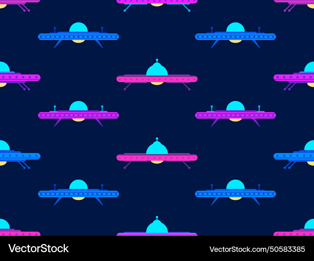 Seamless pattern with multi-colored ufo Seamless pattern with multi-colored ufo vector image