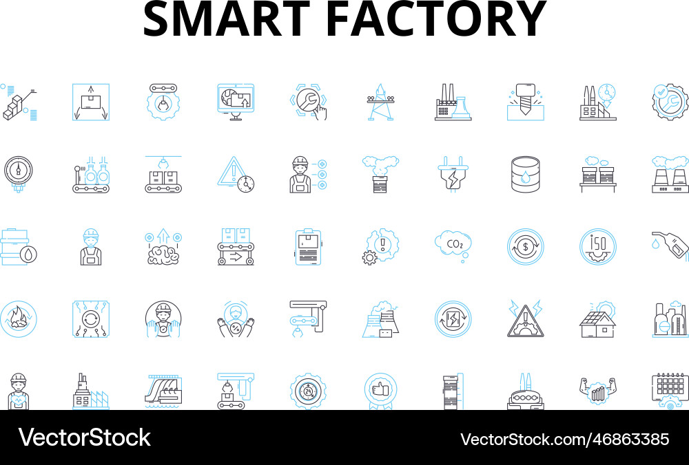 Smart factory linear icons set automation Smart factory linear icons set automation vector image