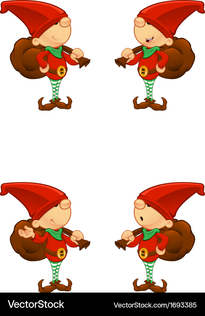 Smiling Red Elf with Sack vector image