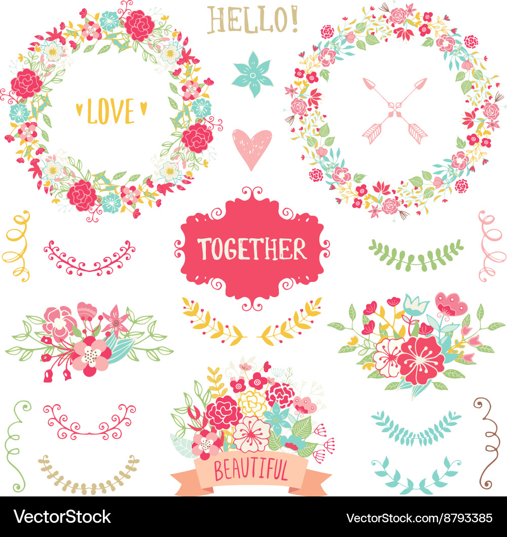 Wedding vintage elements collection Royalty Free Vector