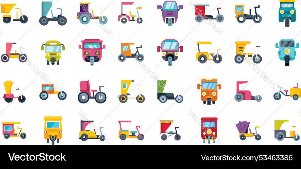 Big set of tuk icons showing different types Big set of tuk icons showing different types vector image