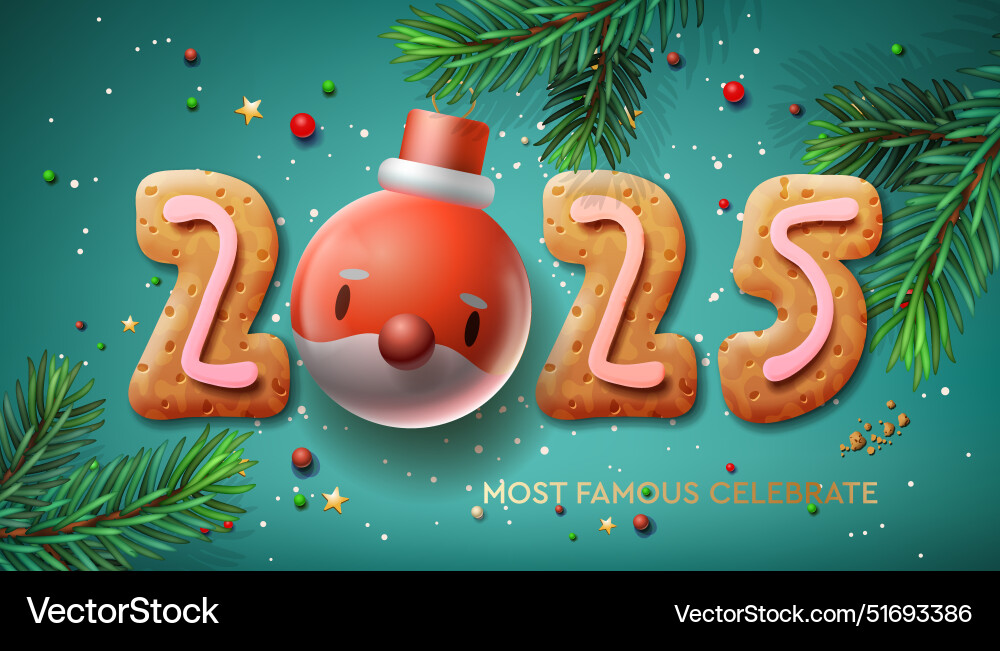 Christmas 2025 and new year banner Christmas 2025 and new year banner vector image