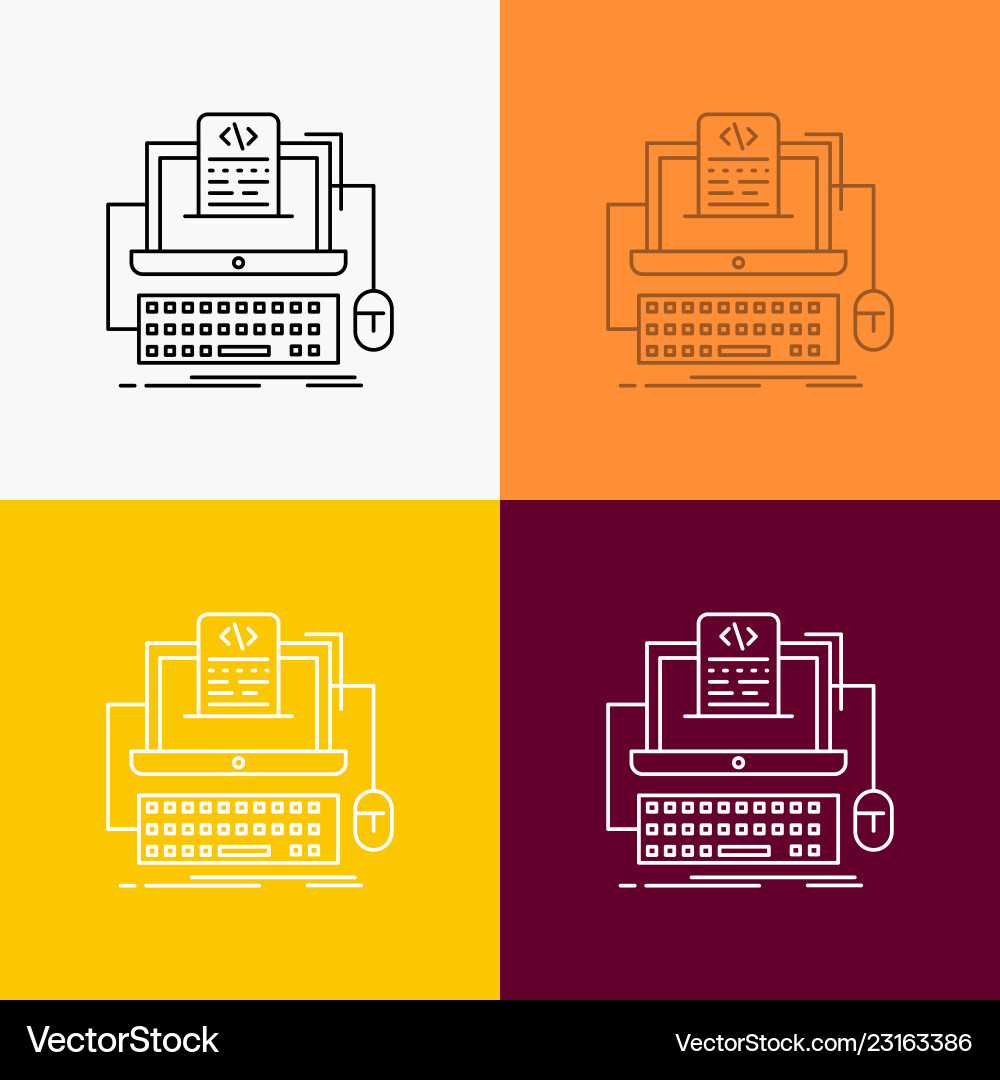 Code coding computer monoblock screen icon over Code coding computer monoblock screen icon over vector image