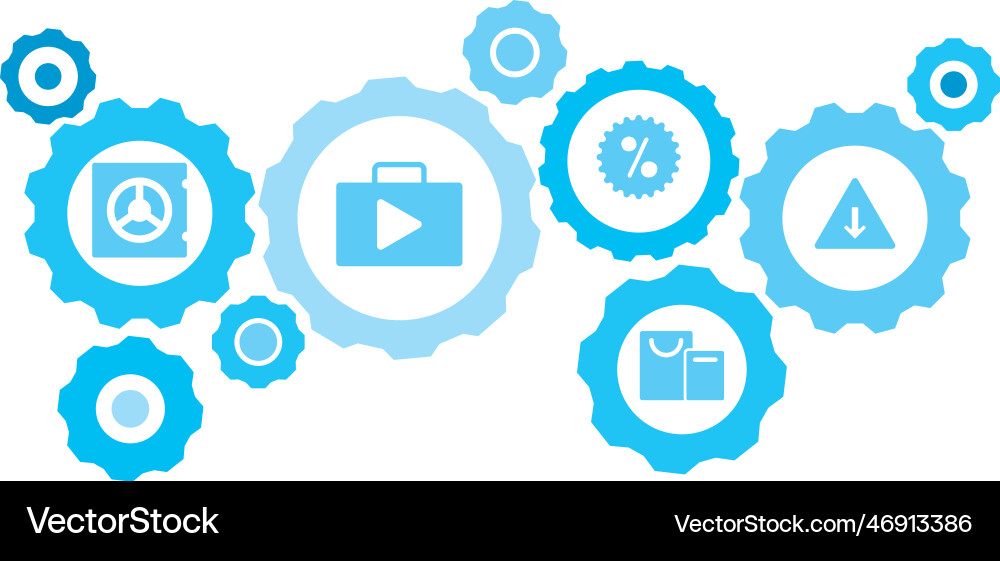 Connected gears and icons for logistic service Connected gears and icons for logistic service vector image