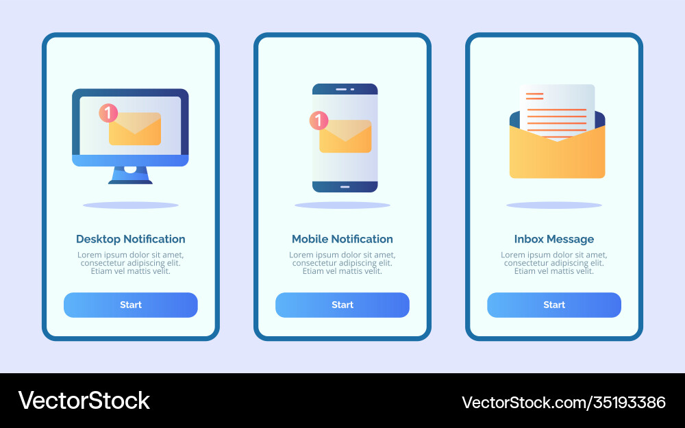 Desktop notification mobile inbox Desktop notification mobile inbox vector image