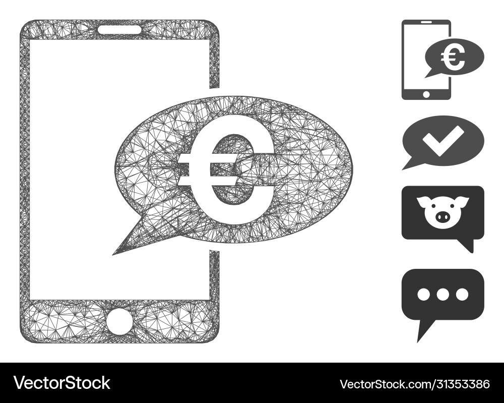 Euro mobile message web mesh Vector Image
