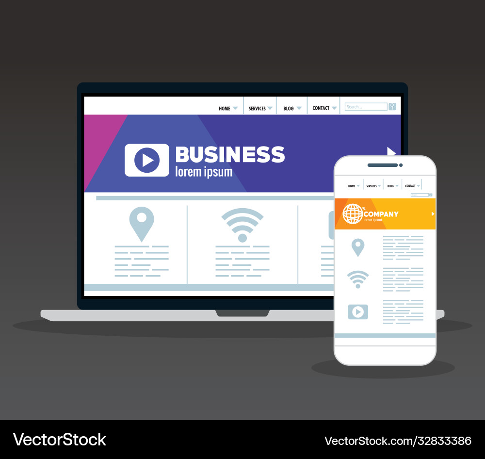 Mockup responsive web concept website development Mockup responsive web concept website development vector image