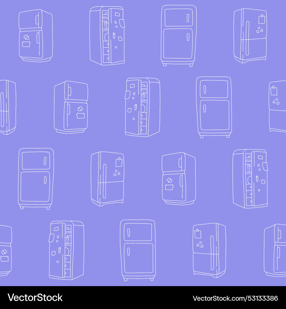 Outline collection of fridge seamless pattern Vector Image